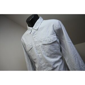 Linksoul Button Up Dress Shirt Mens Large Light Blue Long Sleeve Pockets EUC